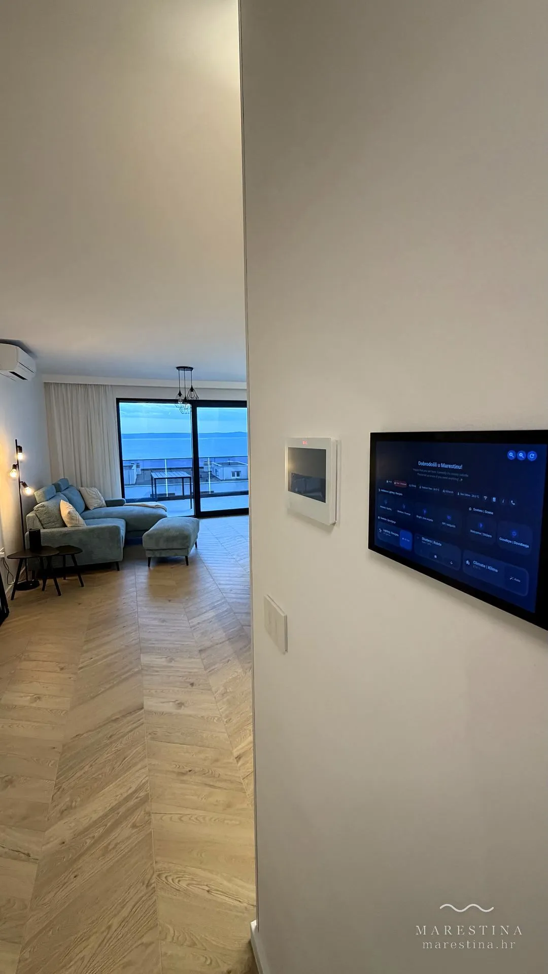Open-plan living and dining area at Marestina