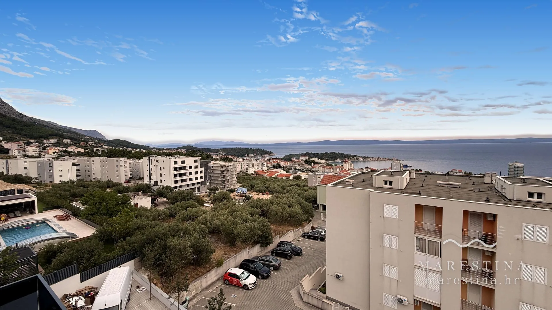 Sea view over Makarska towards Brač and Hvar from Marestina